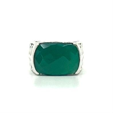 Nicky Butler SS Green Chalcedony Cushion Ring