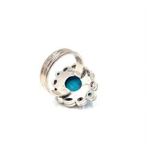 Nicky Butler SS Mojave Blue Turquoise Multi Gem Oval Ring