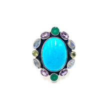 Load image into Gallery viewer, Nicky Butler SS Mojave Blue Turquoise Multi Gem Oval Ring