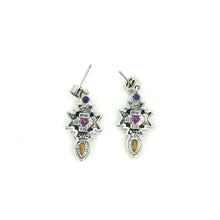 Load image into Gallery viewer, Nicky Butler SS Pink Quartz Multi Gem Maltese Cross Earrings