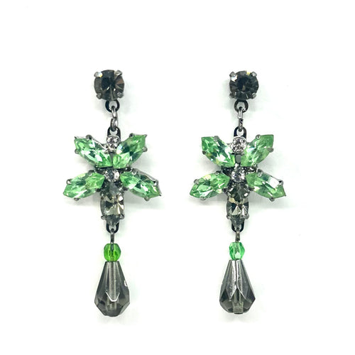 Nicky Butler Fashion Green & Multi Color Crystal Flower Drop Earrings