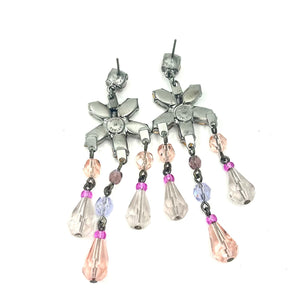 Nicky Butler Fashion Pink & Multi Color Crystal Chandelier Drop Earrings