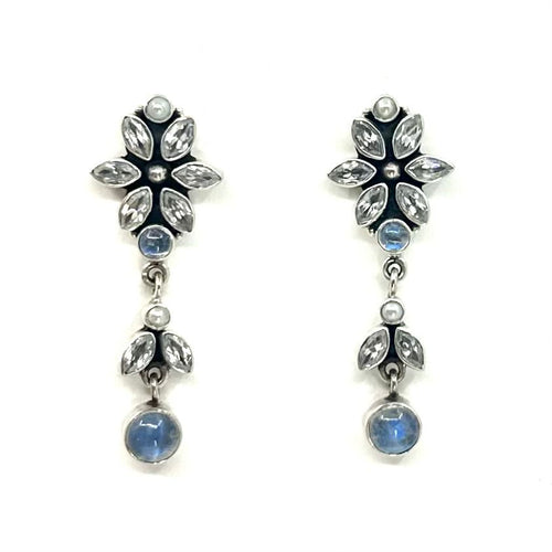 Nicky Butler SS White Topaz Multi Gem Dop Earrings