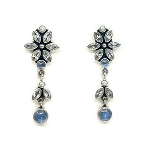 Nicky Butler SS White Topaz Multi Gem Dop Earrings