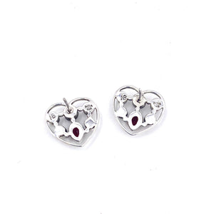 Nicky Butler SS Garnet Multi Gem Heart Stud Earrings