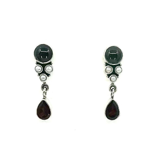 Nicky Butler SS Garnet Multi Gem Drop Earrings