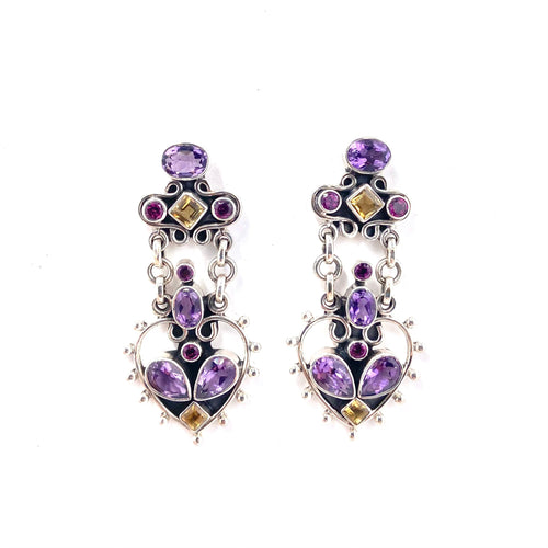 Nicky Butler sterling amethyst & garnet stones buy earrings