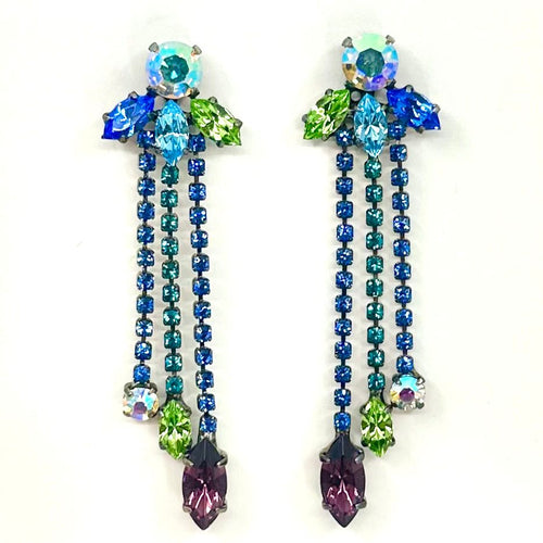 Nicky Butler Fashion Blue & Multi Crystal Chandelier Drop Earrings