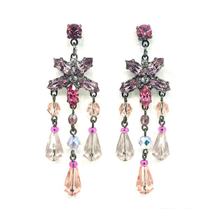 Nicky Butler Fashion Pink & Multi Color Crystal Chandelier Drop Earrings