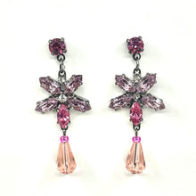 Load image into Gallery viewer, Nicky Butler Fashion Pink &amp; Multi Color Crystal Flower Drop Earrings