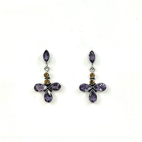 Nicky Butler SS Amethyst Multi Gem Drop Earrings