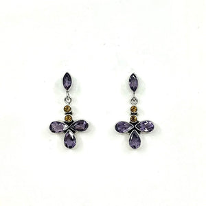 Nicky Butler SS Amethyst Multi Gem Drop Earrings