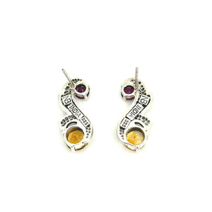 Nicky Butler SS Citrine Multi Gem Leaf Earrings