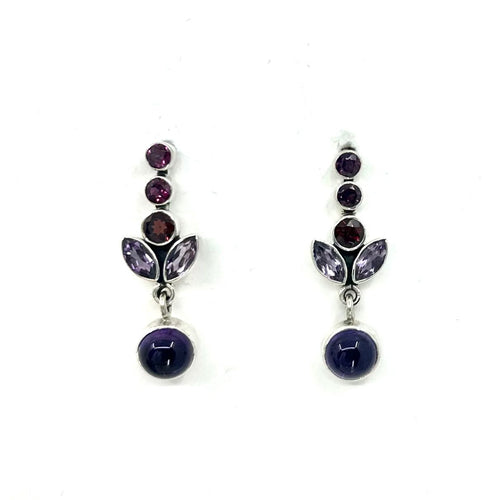 Nicky Butler SS Amethyst Cabochon Multi Gem Earrings