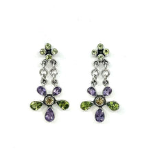 Load image into Gallery viewer, Nicky Butler SS Amethyst Multi Gem Flower Drop Earrings