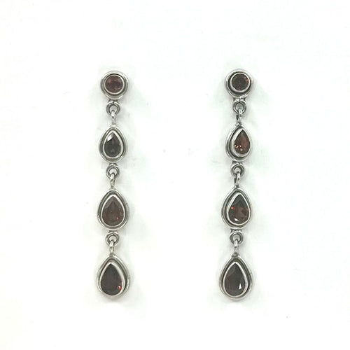 Nicky Butler SS Garnet Gem Lineal Drop Earrings