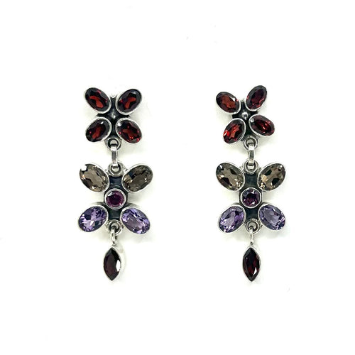 Nicky Butler SS Garnet Multi Gem Drop Earrings