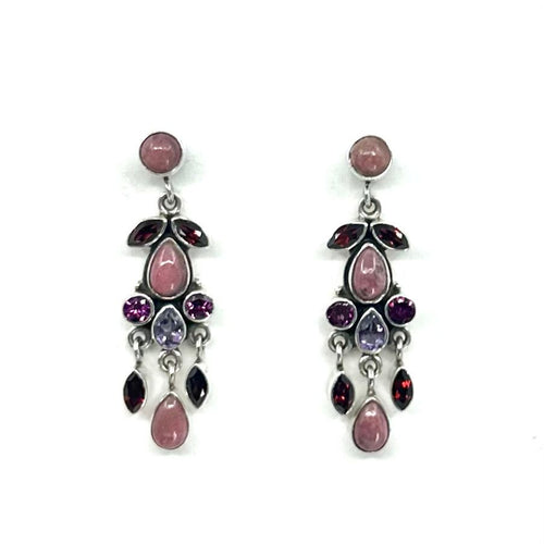 Nicky Butler SS Rhodonite Multi Gem Drop Earrings