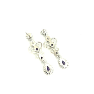 Nicky Butler SS Amethyst Multi Gem Heart Drop Earrings