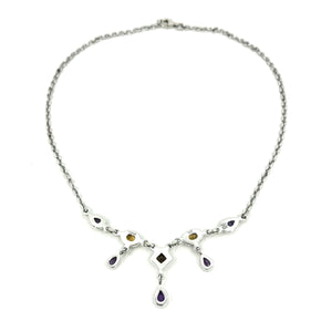 Nicky Butler SS Amethyst Multi Gem Pear Drop Necklace