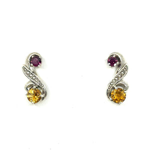 Nicky Butler SS Citrine Multi Gem Leaf Earrings