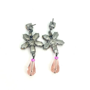 Nicky Butler Fashion Pink & Multi Color Crystal Flower Drop Earrings