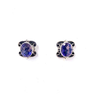 Nicky Butler SS Blue Quartz Scroll Stud Earrings