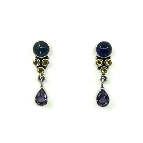 Nicky Butler SS Amethyst Multi Gem Drop Earrings