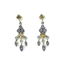 Load image into Gallery viewer, Nicky Butler SS Amethyst Multi Gem Drop Earrings