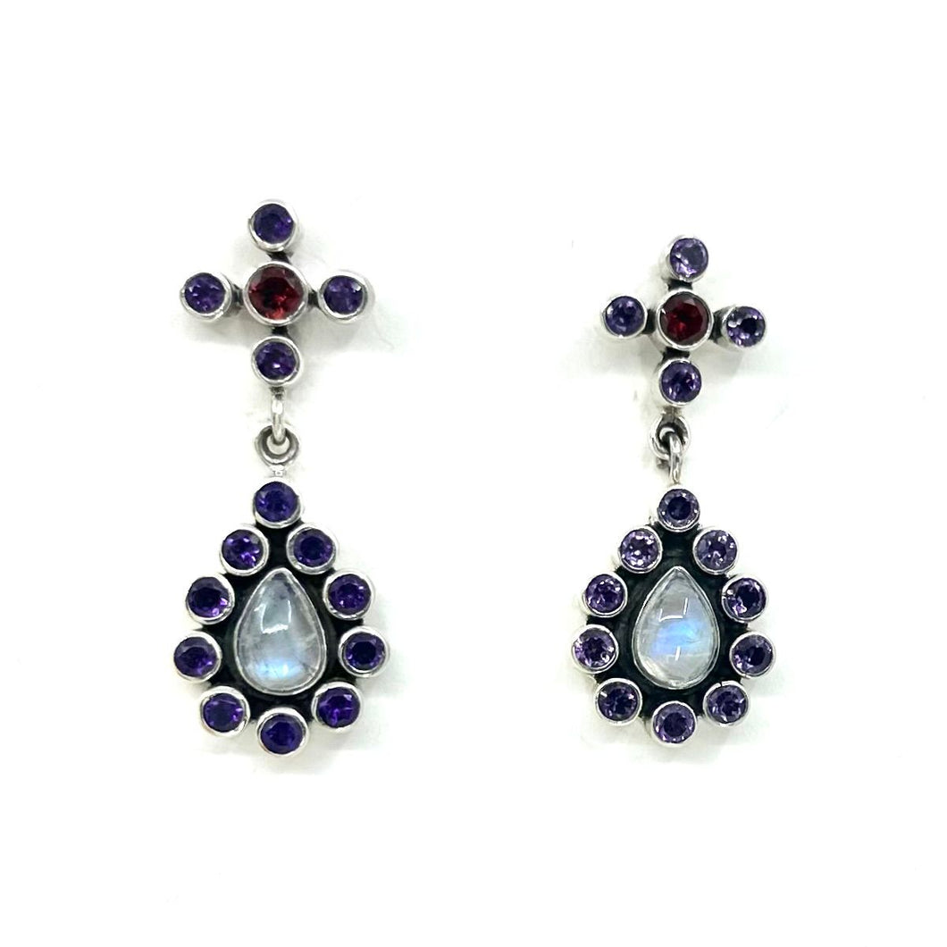 Nicky Butler SS Moonstone Multi Gem Drop Earrings