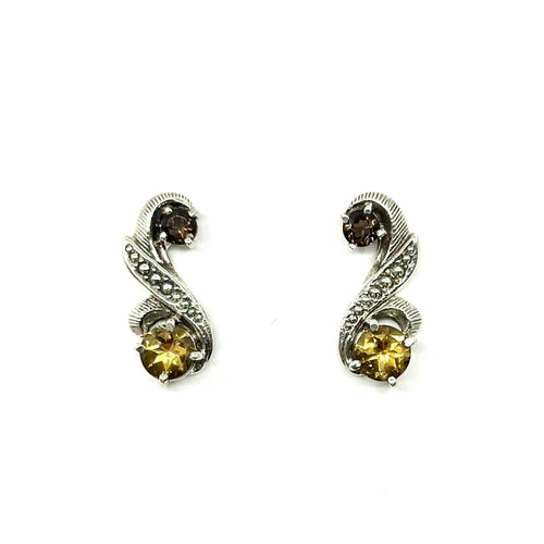 Nicky Butler SS Citrine Multi Gem Leaf Earrings