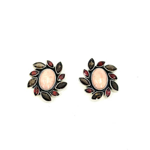 Nicky Butler SS Pink Opal Multi Gem Clip Back Earrings