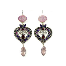 Load image into Gallery viewer, Nicky Butler SS RAJ Pink Drusy Quartz Multi Gem Drop Earrings