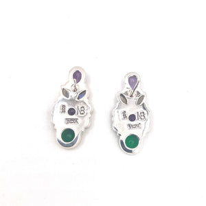 Nicky Butler SS Green Chalcedony Multi Gem Earrings