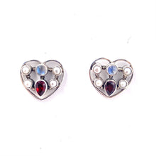 Load image into Gallery viewer, Nicky Butler SS Garnet Multi Gem Heart Stud Earrings