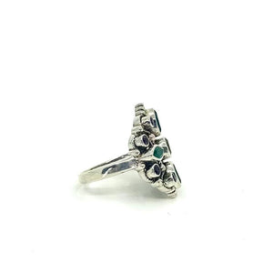 Nicky Butler SS Green Chalcedony Multi Gem Filigree Ring