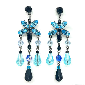 Nicky Butler Fashion Aqua & Multi Color Crystal Chandelier Drop Earrings