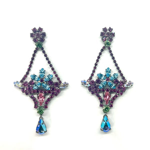 Nicky Butler Fashion Pink & Multi Color Crystal Flower Basket Earrings