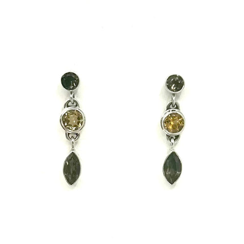 Nicky Butler SS Smokey Quartz Multi Gem Marquise Drop Earrings