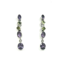 Load image into Gallery viewer, Nicky Butler SS Amethyst Multi Gem Oval Drop Earrings