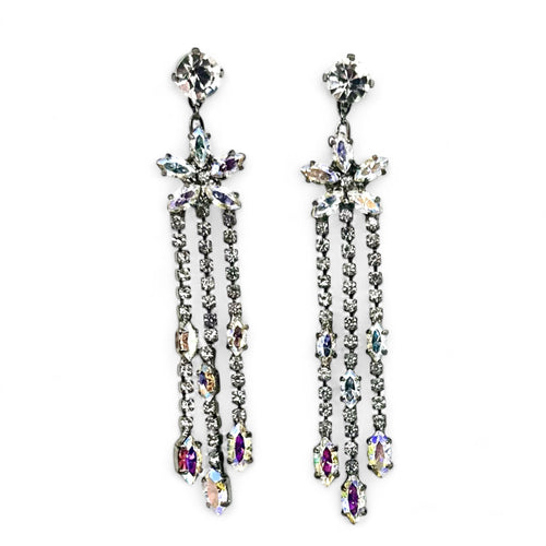 Nicky Butler Fashion Aurora Borealis & Clear Crystal Chandelier Drop Earrings