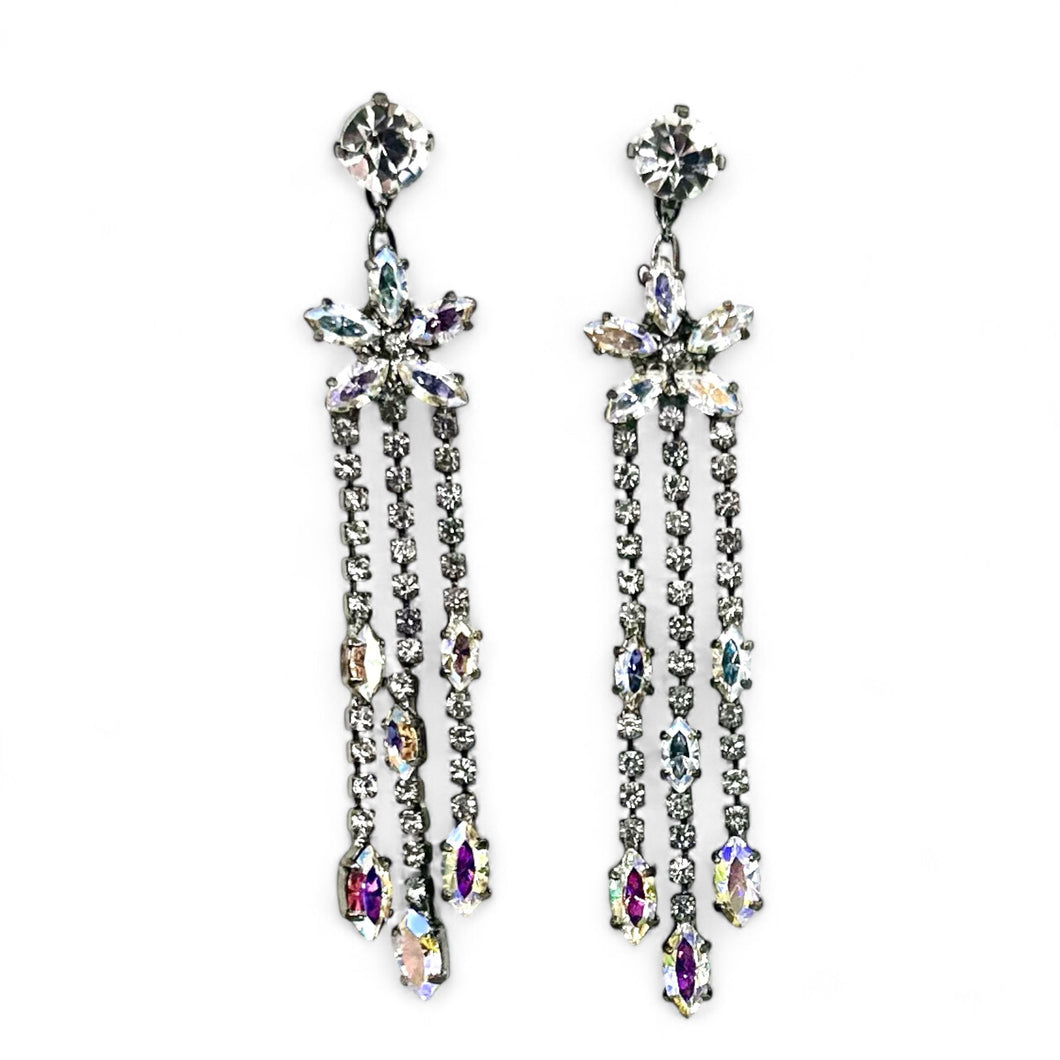 Nicky Butler Fashion Aurora Borealis & Clear Crystal Chandelier Drop Earrings