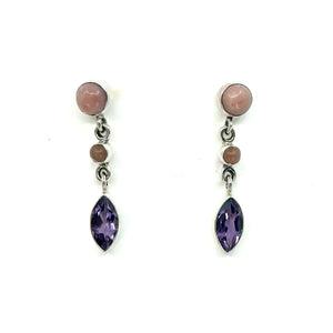 Nicky Butler SS Amethyst Multi Gem Marquise Drop Earrings