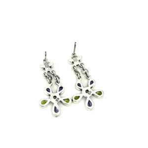 Nicky Butler SS Amethyst Multi Gem Flower Drop Earrings