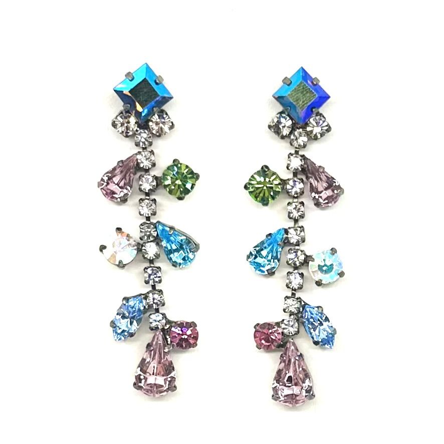 Nicky Butler Fashion Blue & Multi Crystal Carnival Drop Earrings