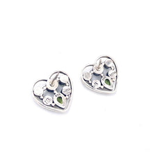 Load image into Gallery viewer, Nicky Butler SS Green Chalcedony Multi Gem Heart Stud Earrings