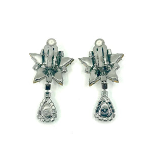 Nicky Butler Fashion Clear Crystal Flower Clip Earrings