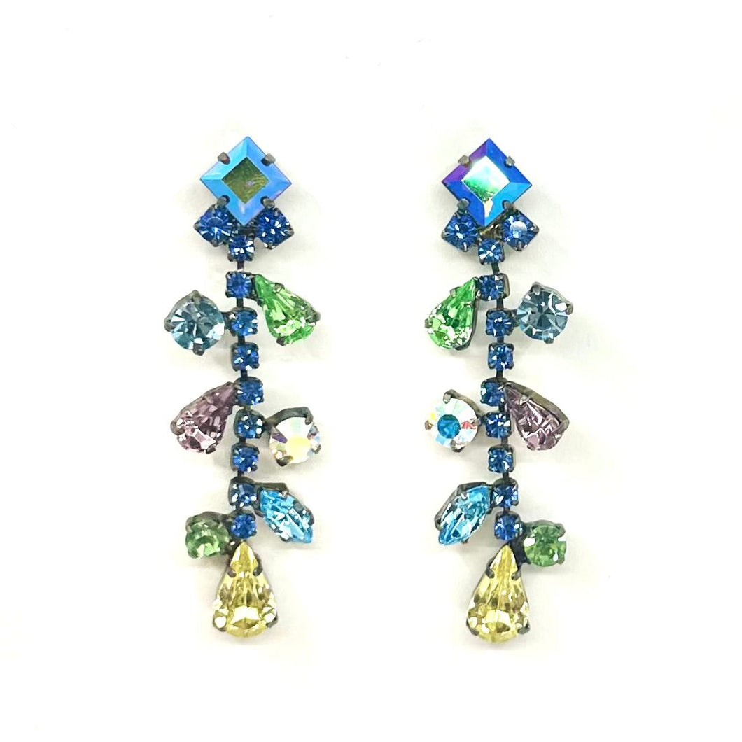 Nicky Butler Fashion Blue & Multi Crystal Chandelier Drop Earrings