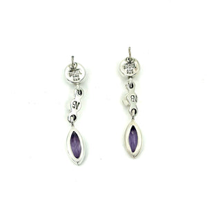 Nicky Butler SS Amethyst Multi Gem Marquise Drop Earrings