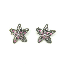 Load image into Gallery viewer, Nicky Butler Fashion Pink Crystal Flower Clip Back Earrings